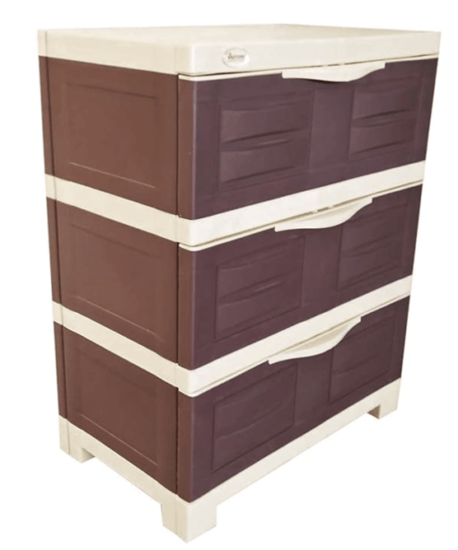 Supreme Fusion DR-3 Multipurpose Plastic Storage Chest of Drawer (Brown and Beige)